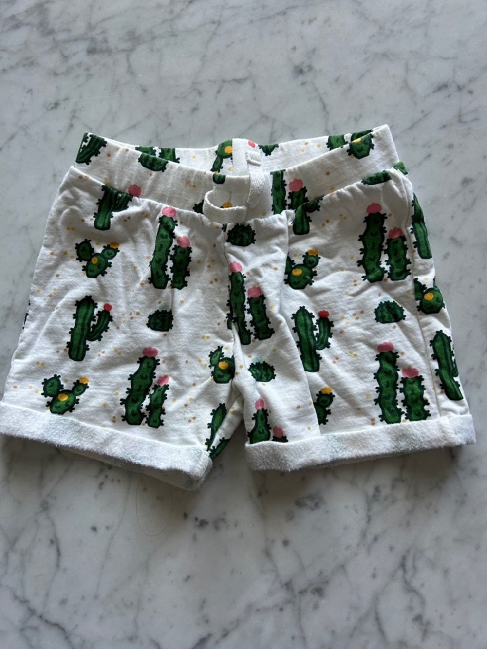 Monica + Andy White Cactus Print Terry Shorts size 4T